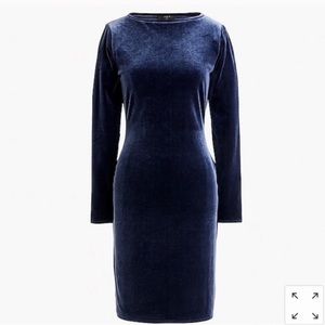 J.Crew Blue Velvet Long Sleeve Midi Dress M